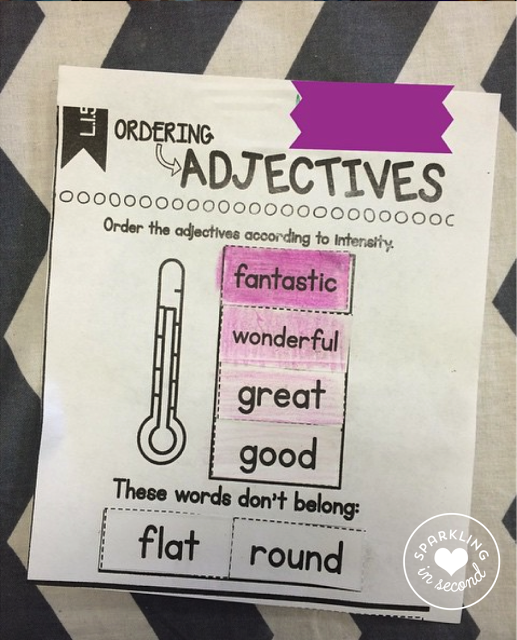 Teaching shades of meaning? It can be a tough skill to teach to first graders. Especially the levels of intensity. Here are some helpful ideas to use when teaching shades of meaning in your classroom!