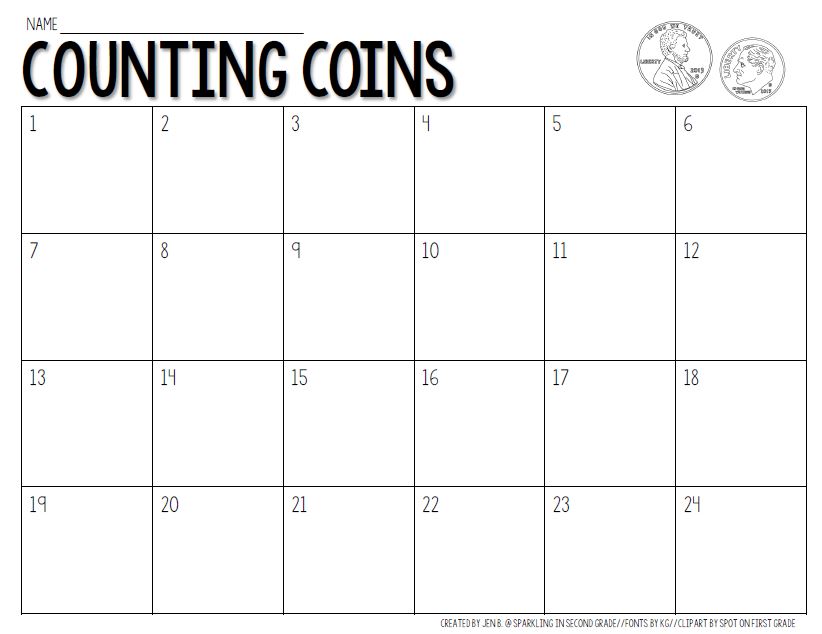 Hands on math activities for easy centers. This center is for counting coins!