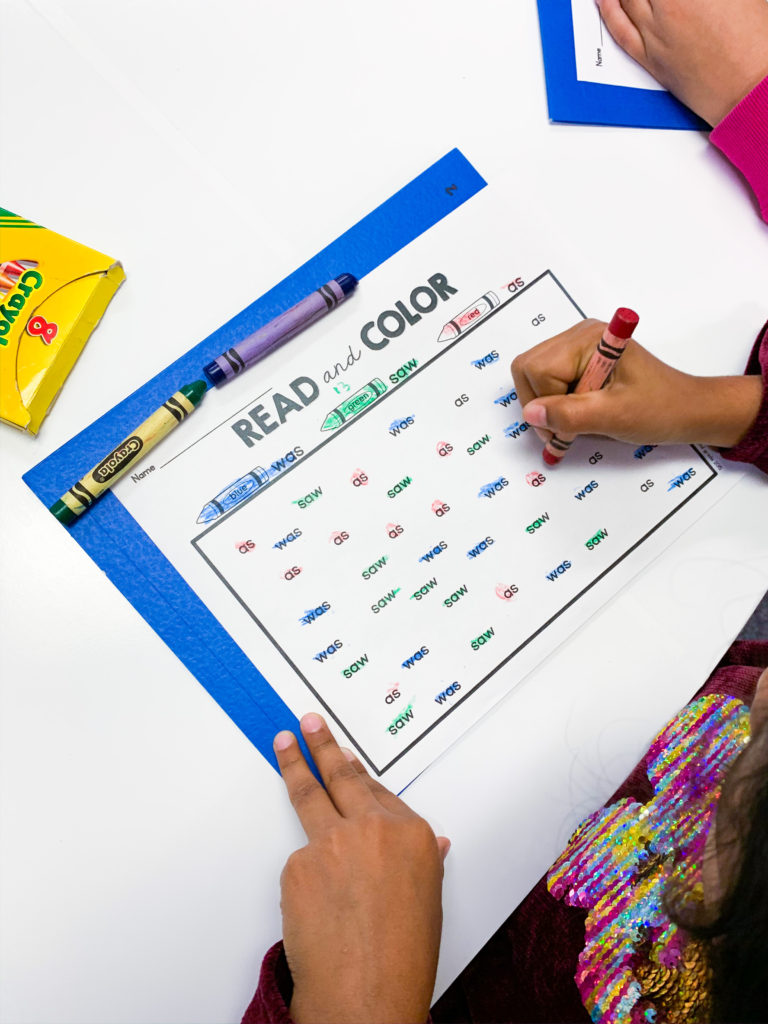 a photo of a sight words activity for identifying sight words