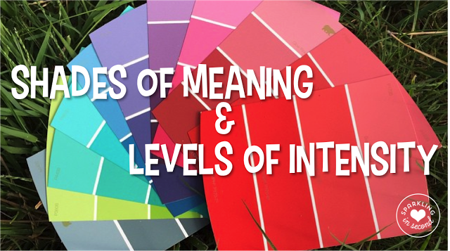 shades of meaning, synonyms, levels of intensity