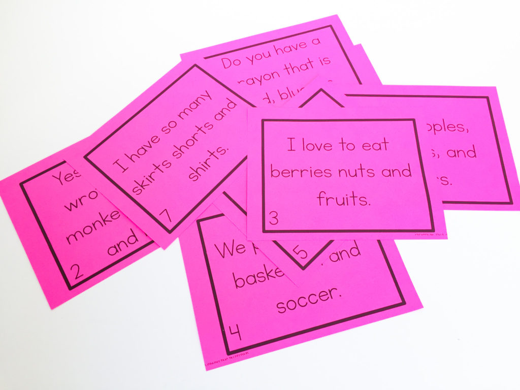 picture of grammar task cards